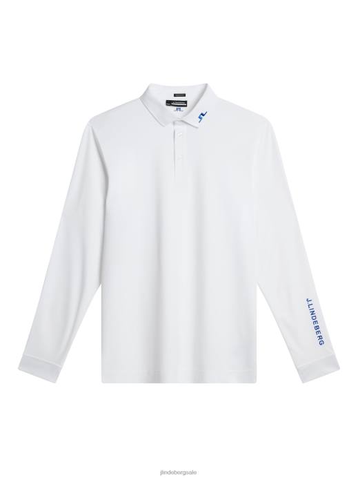 Men J.Lindeberg White Tour Tech Long Sleeve Polo Clothing 8R62108