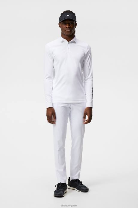 Men J.Lindeberg White Tour Tech Long Sleeve Polo Clothing 8R62270