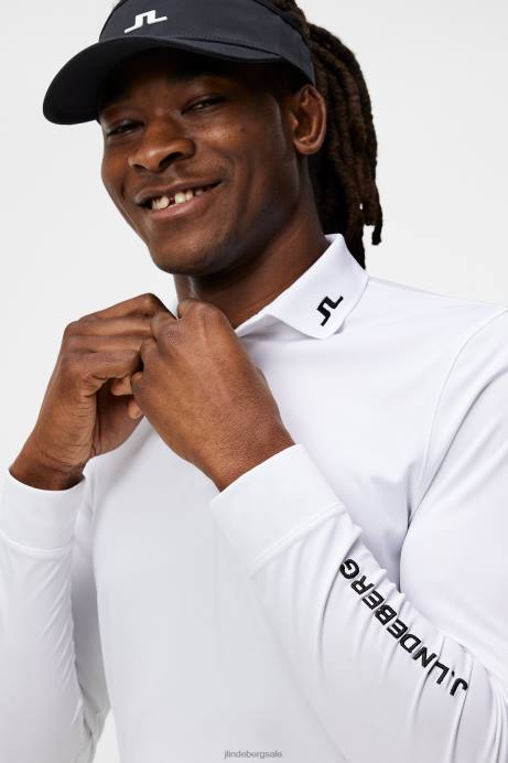 Men J.Lindeberg White Tour Tech Long Sleeve Polo Clothing 8R62270