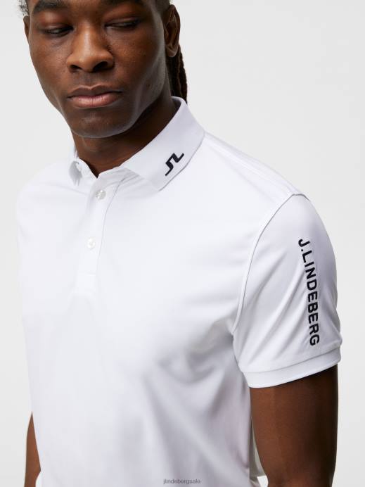 Men J.Lindeberg White Tour Tech Regular Fit Golf Polo Clothing 8R62345
