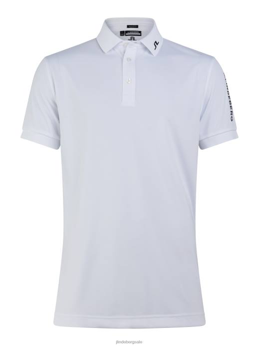 Men J.Lindeberg White Tour Tech Regular Fit Golf Polo Clothing 8R62345