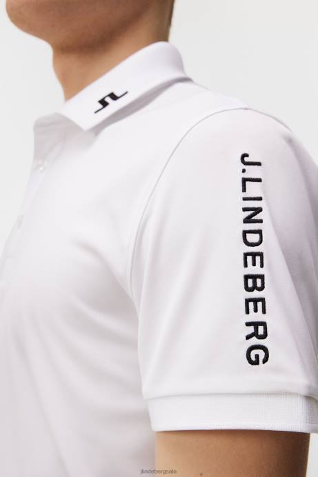 Men J.Lindeberg White Tour Tech Slim Polo Clothing 8R62235