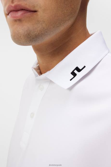 Men J.Lindeberg White Tour Tech Slim Polo Clothing 8R6291