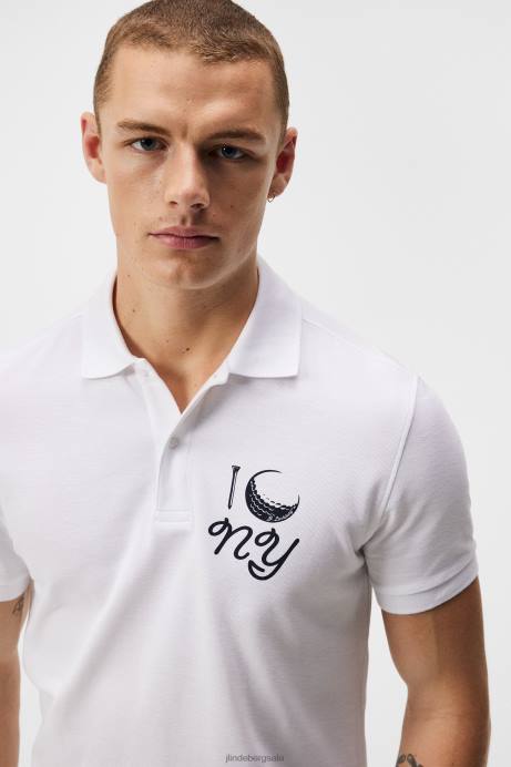 Men J.Lindeberg White Troy Nyc Golf Polo Clothing 8R62188