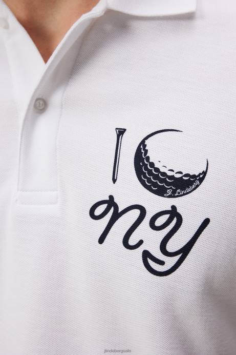 Men J.Lindeberg White Troy Nyc Golf Polo Clothing 8R62188