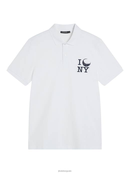 Men J.Lindeberg White Troy Nyc Golf Polo Clothing 8R62188