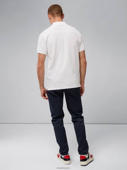 Men J.Lindeberg White Troy Pique Polo Clothing 8R62344