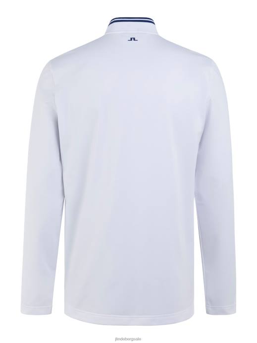 Men J.Lindeberg White Tyson Long-Sleeve Polo Clothing 8R62335