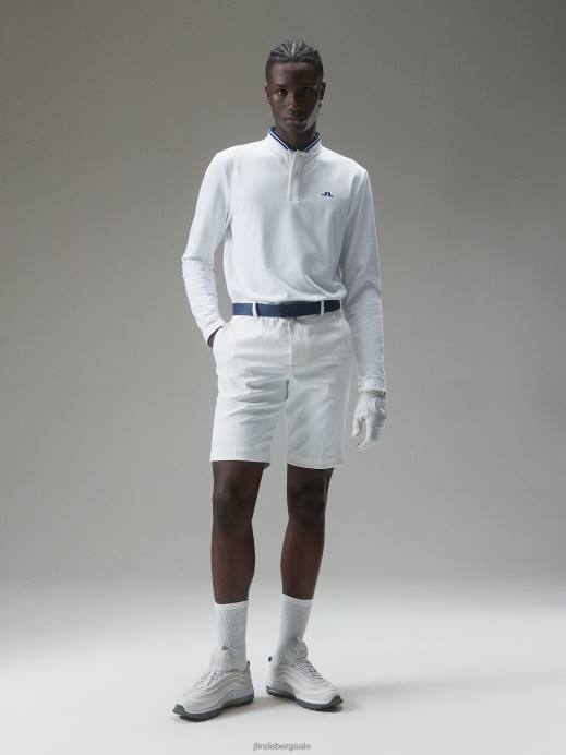 Men J.Lindeberg White Tyson Long-Sleeve Polo Clothing 8R62335