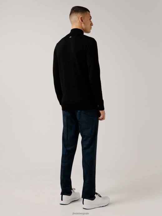 Men J.Lindeberg Black Kian Zipped Golf Sweater Clothing 8R62665