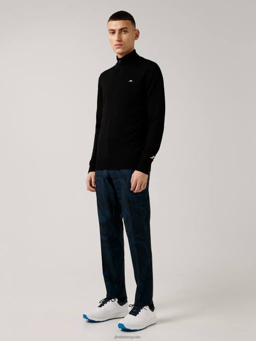 Men J.Lindeberg Black Kian Zipped Golf Sweater Clothing 8R62665