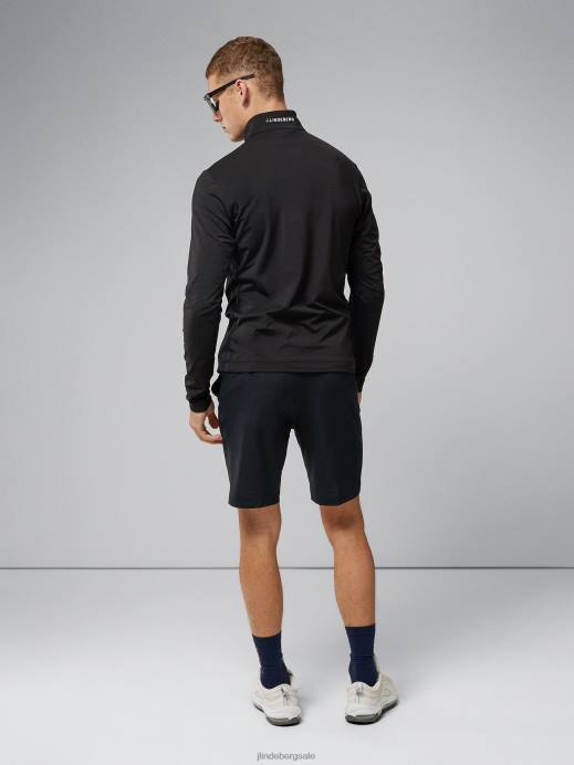 Men J.Lindeberg Black Luke Half Zip Mid Layer Clothing 8R62669