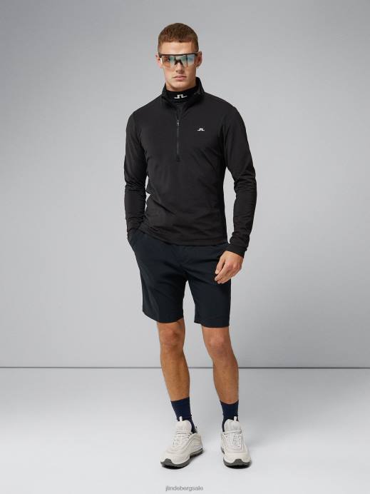 Men J.Lindeberg Black Luke Half Zip Mid Layer Clothing 8R62669