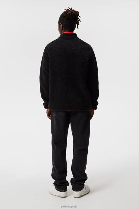 Men J.Lindeberg Black Zeke Pile Mid Layer Clothing 8R62501