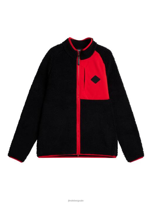 Men J.Lindeberg Black Zeke Pile Mid Layer Clothing 8R62501