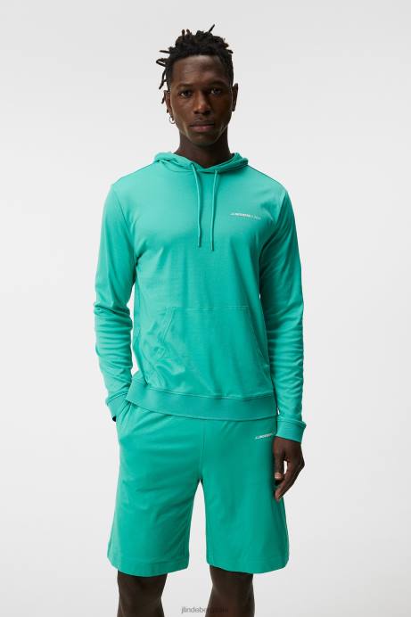 Men J.Lindeberg Bright Aqua Roland Hood Clothing 8R62566