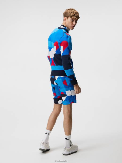 Men J.Lindeberg Brilliant Blue Big Bridge Fela Knitted Sweater Clothing 8R62582