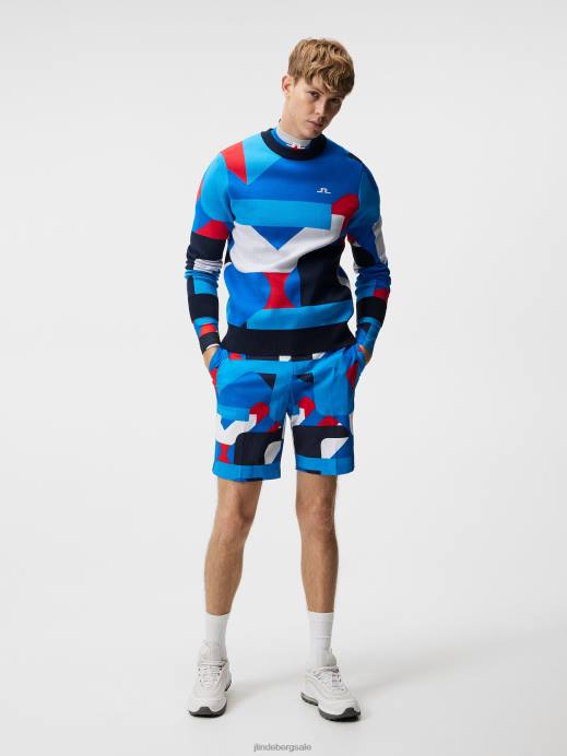 Men J.Lindeberg Brilliant Blue Big Bridge Fela Knitted Sweater Clothing 8R62582