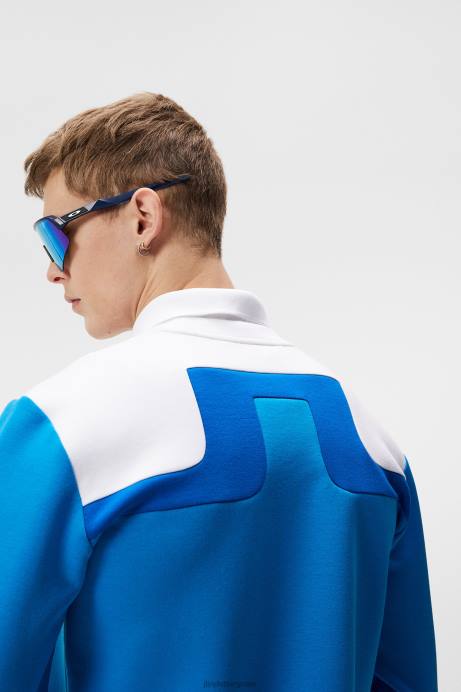 Men J.Lindeberg Brilliant Blue Jeff Crew Neck Sweatshirt Clothing 8R62621