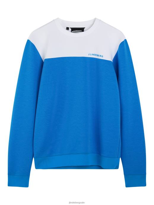 Men J.Lindeberg Brilliant Blue Jeff Crew Neck Sweatshirt Clothing 8R62621