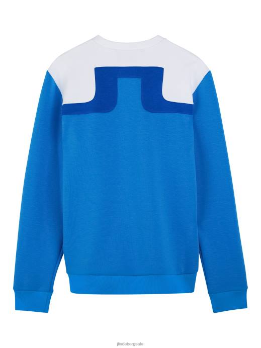 Men J.Lindeberg Brilliant Blue Jeff Crew Neck Sweatshirt Clothing 8R62621