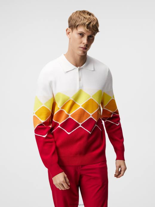 Men J.Lindeberg Chili Pepper Ron Knitted Shirt Clothing 8R62579