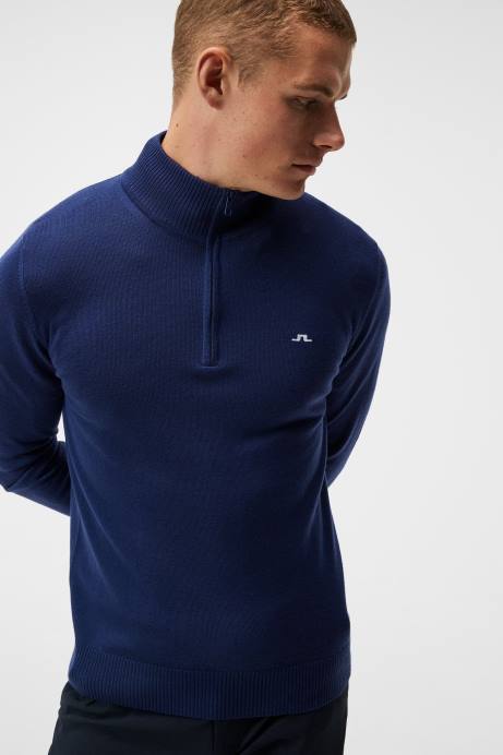 Men J.Lindeberg Estate Blue Kian Zipped Sweater Clothing 8R62558