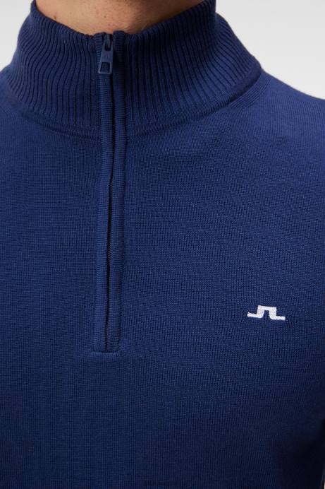 Men J.Lindeberg Estate Blue Kian Zipped Sweater Clothing 8R62558