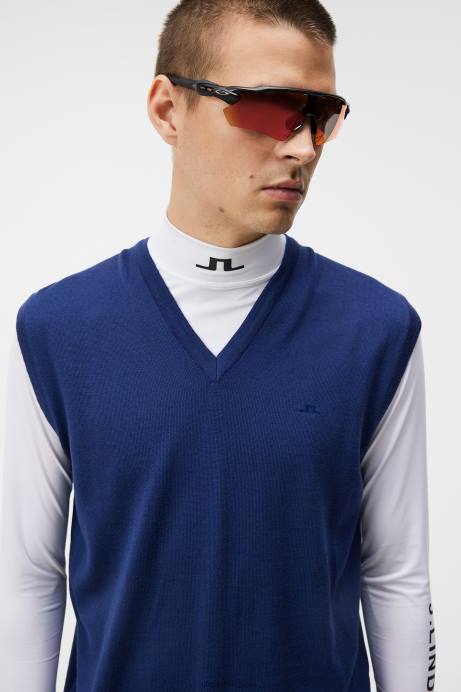 Men J.Lindeberg Estate Blue Liam Knitted Vest Clothing 8R62545