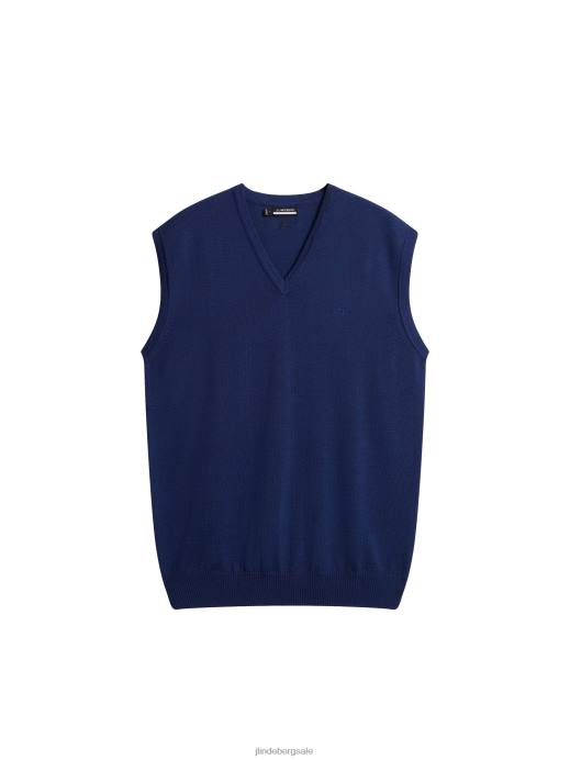 Men J.Lindeberg Estate Blue Liam Knitted Vest Clothing 8R62545
