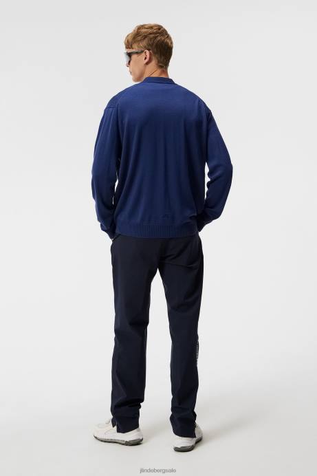 Men J.Lindeberg Estate Blue Lucas Knitted Cardigan Clothing 8R62552