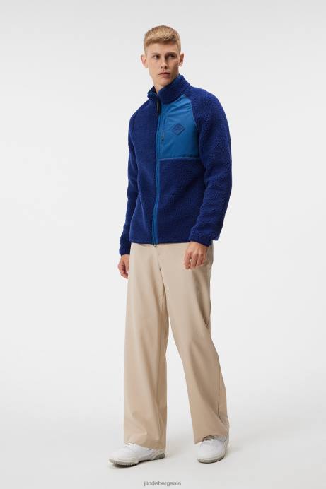 Men J.Lindeberg Estate Blue Zeke Pile Mid Layer Clothing 8R62500