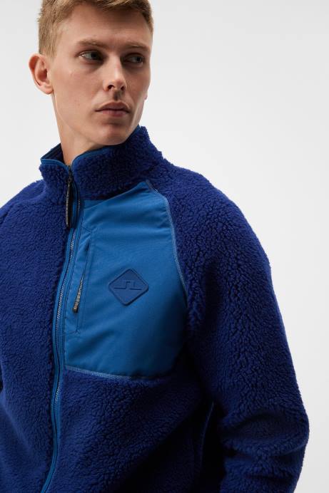 Men J.Lindeberg Estate Blue Zeke Pile Mid Layer Clothing 8R62500