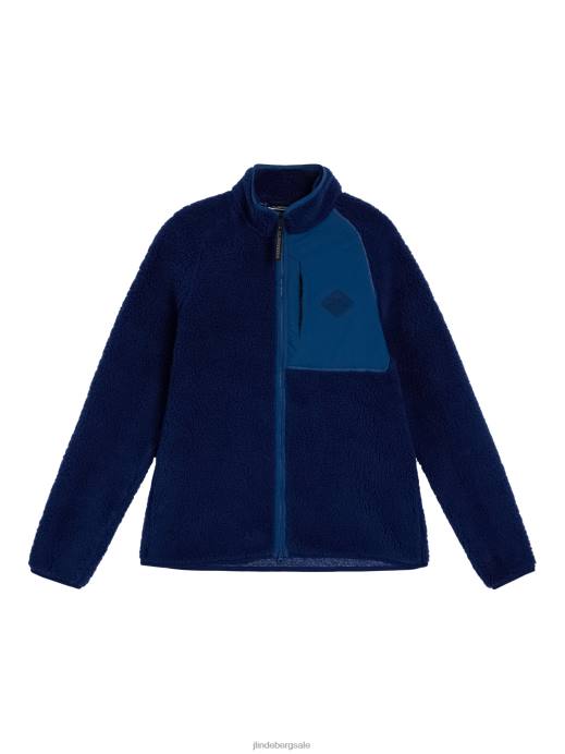 Men J.Lindeberg Estate Blue Zeke Pile Mid Layer Clothing 8R62500