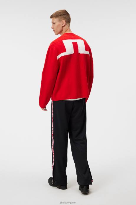 Men J.Lindeberg Fiery Red Clarke Knitted Cardigan Clothing 8R62503