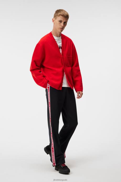 Men J.Lindeberg Fiery Red Clarke Knitted Cardigan Clothing 8R62503