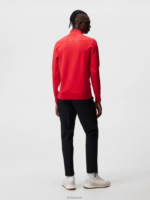 Men J.Lindeberg Fiery Red Davis Knitted Sweater Clothing 8R62594