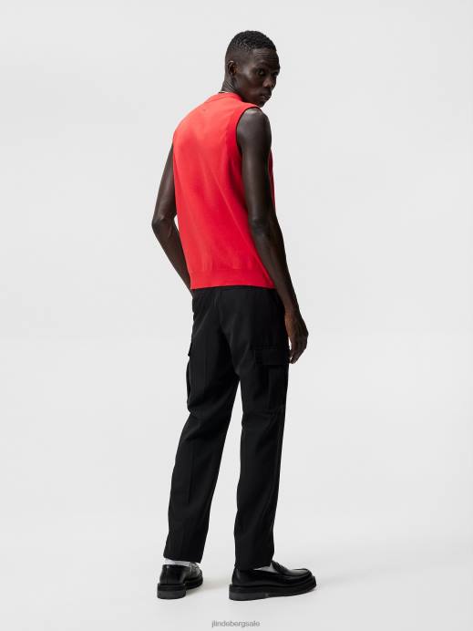 Men J.Lindeberg Fiery Red Davis Knitted Vest Clothing 8R62593