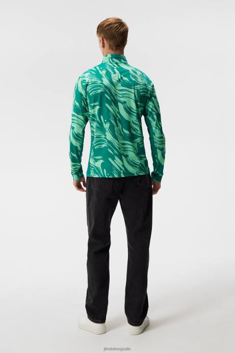 Men J.Lindeberg Green Valley Luke Print Half Zip Mid Layer Clothing 8R62527