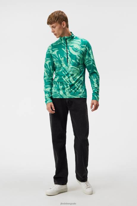 Men J.Lindeberg Green Valley Luke Print Half Zip Mid Layer Clothing 8R62527