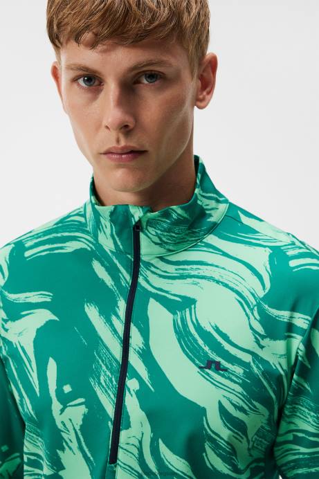 Men J.Lindeberg Green Valley Luke Print Half Zip Mid Layer Clothing 8R62527