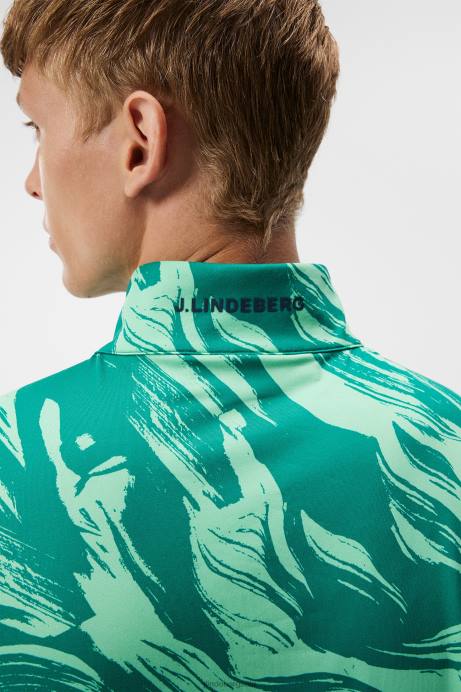Men J.Lindeberg Green Valley Luke Print Half Zip Mid Layer Clothing 8R62527