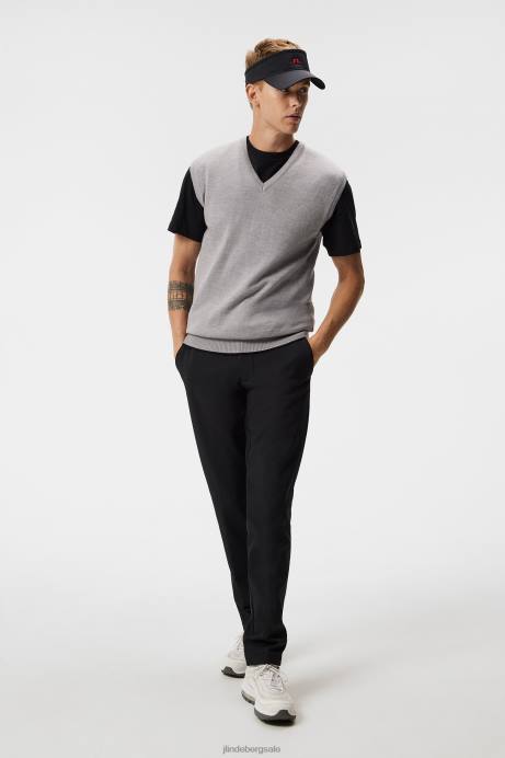 Men J.Lindeberg Grey Melange Liam Knitted Vest Clothing 8R62546