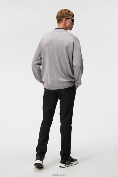 Men J.Lindeberg Grey Melange Lucas Knitted Cardigan Clothing 8R62549