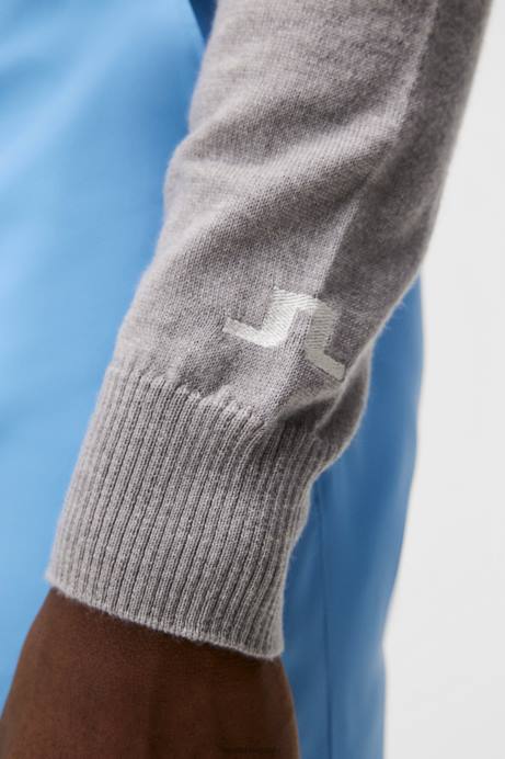 Men J.Lindeberg Grey Melange Lymann Knitted Sweater Clothing 8R62556