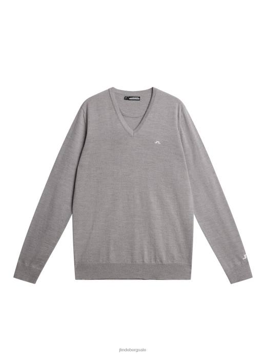 Men J.Lindeberg Grey Melange Lymann Knitted Sweater Clothing 8R62556