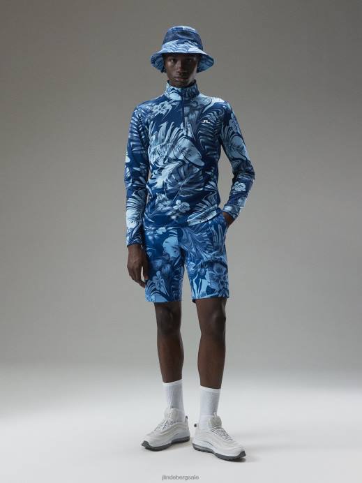 Men J.Lindeberg Hibiscus Blue Emanuel Print Mid Layer Clothing 8R62662