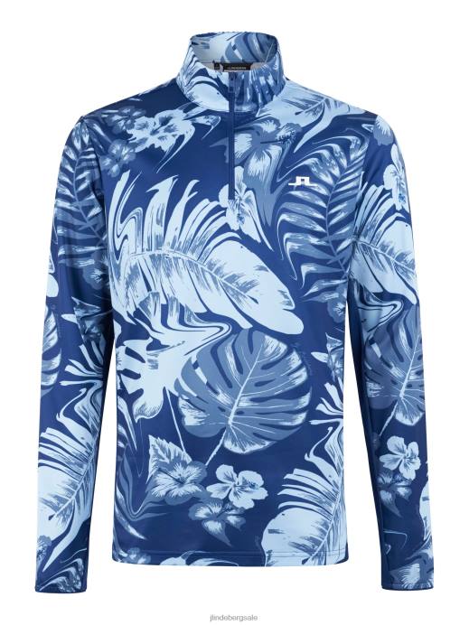Men J.Lindeberg Hibiscus Blue Emanuel Print Mid Layer Clothing 8R62662