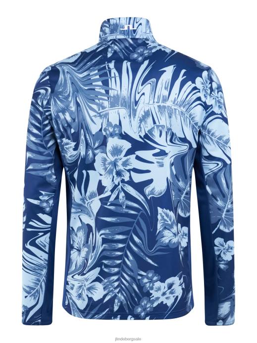 Men J.Lindeberg Hibiscus Blue Emanuel Print Mid Layer Clothing 8R62662