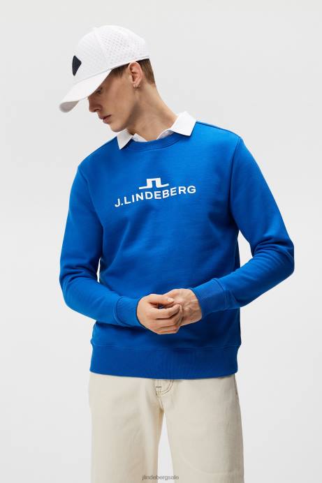 Men J.Lindeberg Lapis Blue Alpha Crew Neck Sweatshirt Clothing 8R62644
